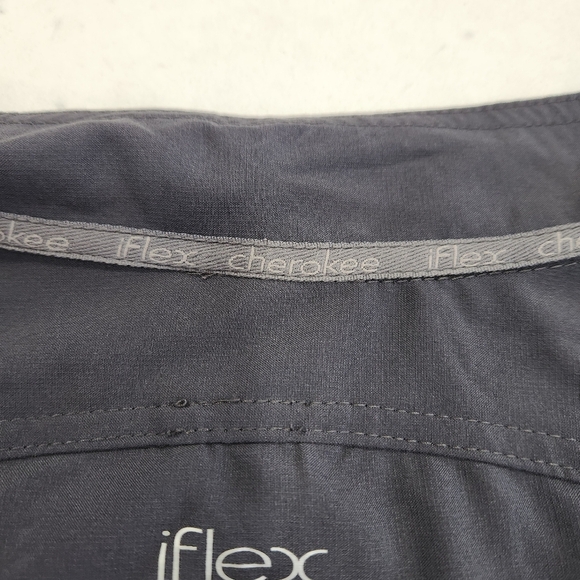 iFlex Zip Front Jacket with Knit Panels by Cherokee Scrubs Gray Womens Size XL - Picture 5 of 12